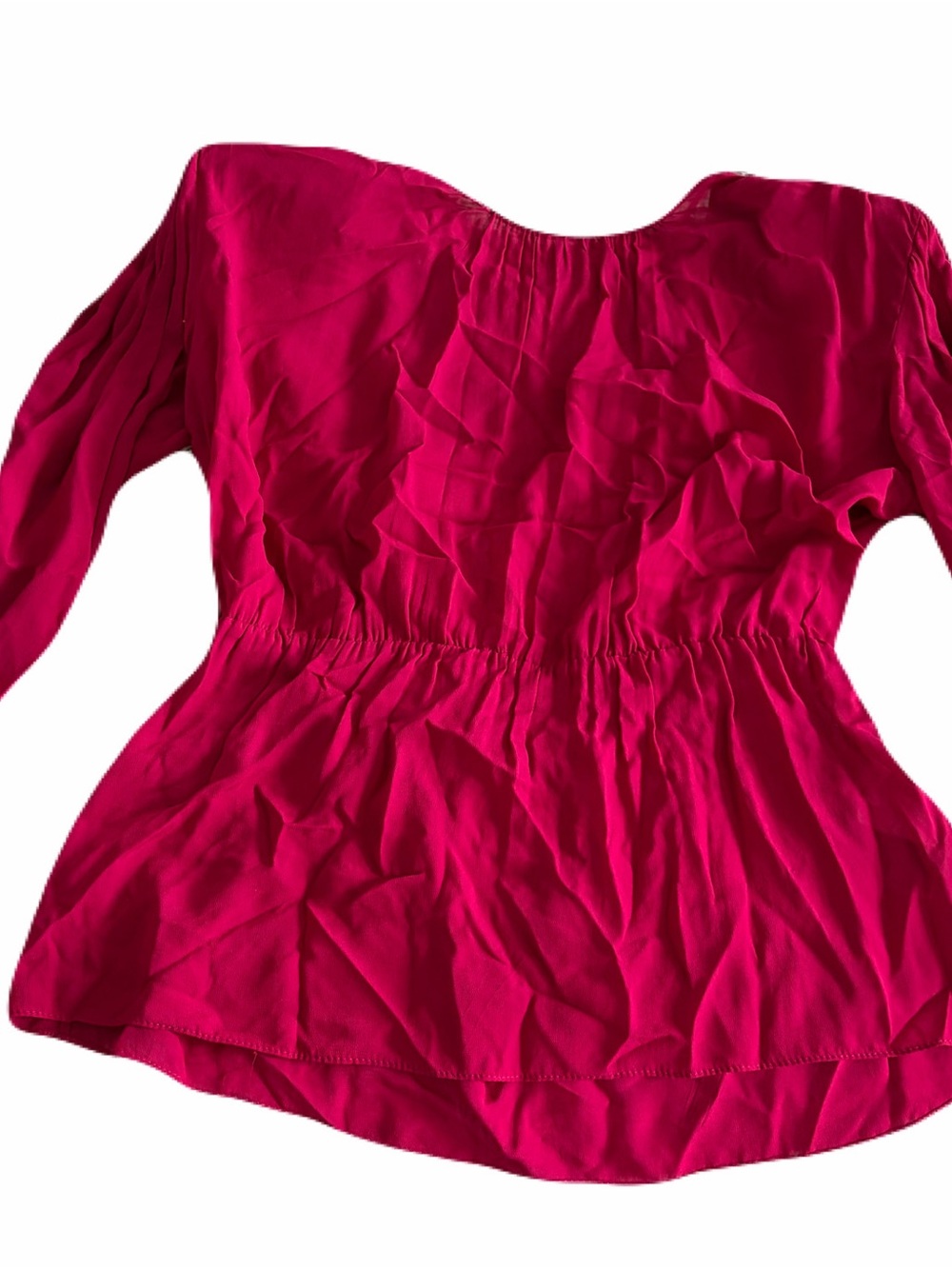 Zara Women's Bright Pink Long-Sleeve Open Back Peplum Blouse